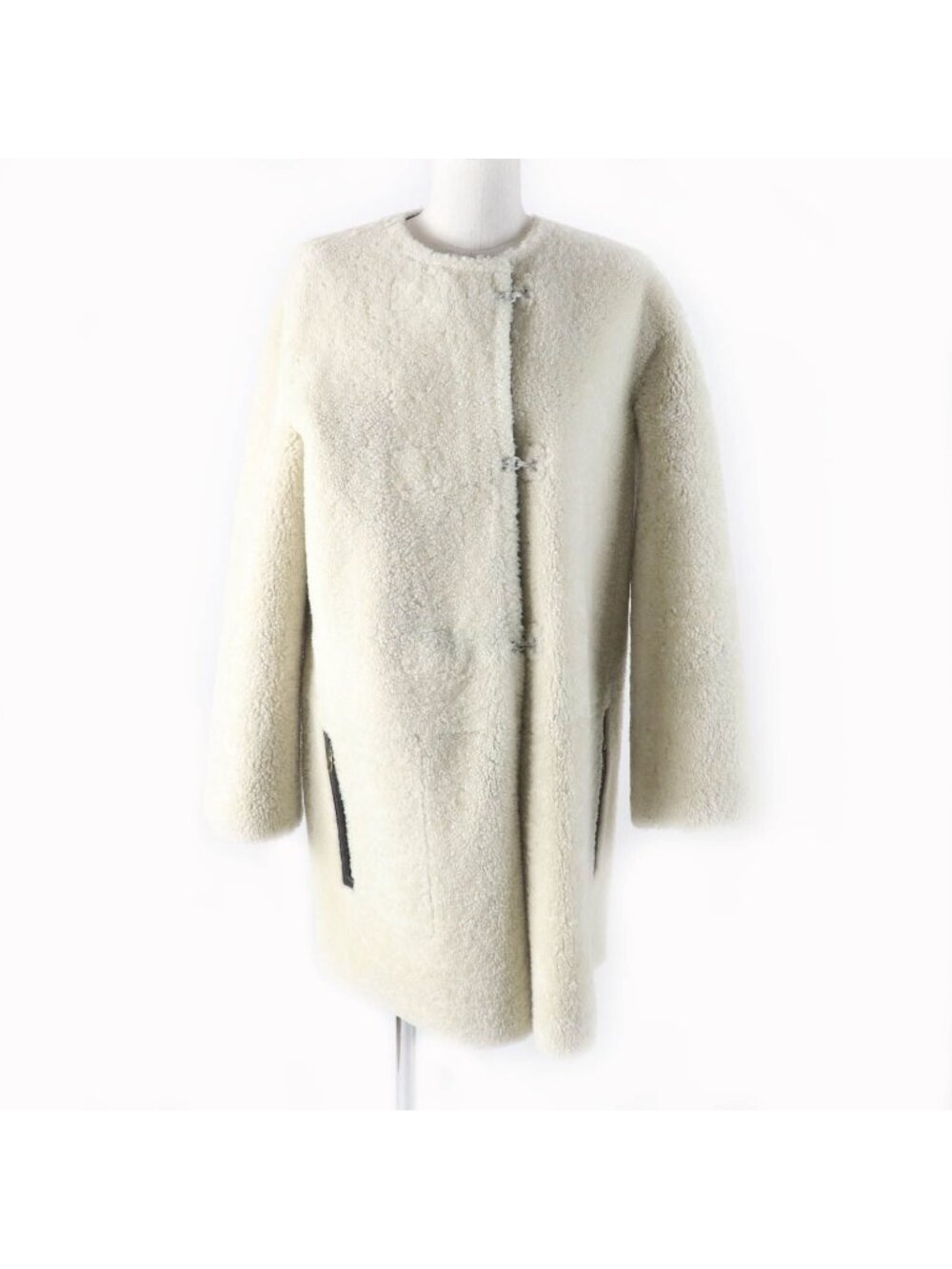 Louis Vuitton Sheep Leather Reversible Belt Design Collarless Shearling Coat